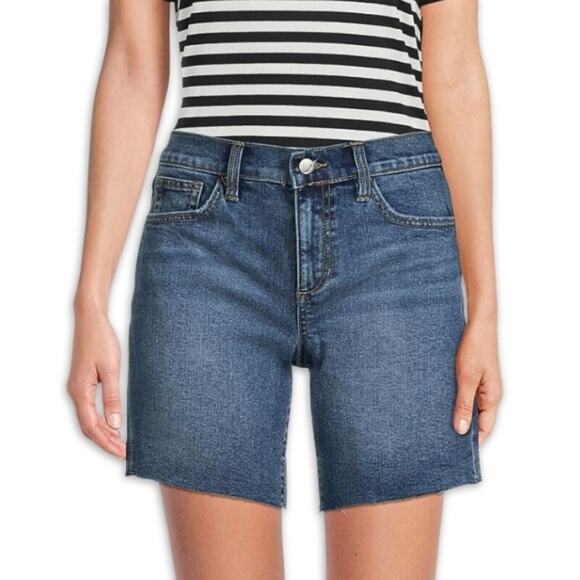 Joe's Easy Bermuda Jeans Shorts Cut Off Mid Rise Button Zip Blue Women's 25 NWT - Picture 1 of 9